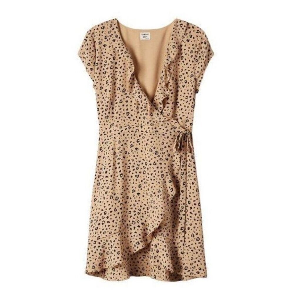 Aritzia Sunday Best Leopard Print Wrap Dress Size 2